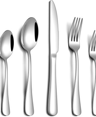 20 Piece Silverware Set Service for 4,Premium Stainless Steel Flatware Set,Mirror Polished Cutlery Utensil Set,Durable Home Kitchen Eating Tableware Set,Include Fork Knife Spoon Set,Dishwasher Safe