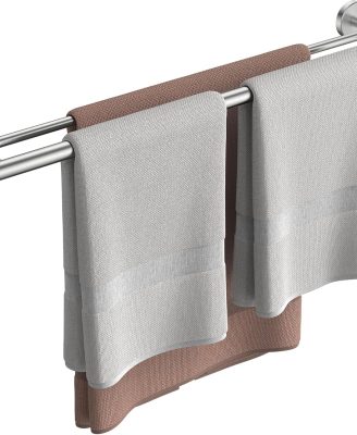 FORIOUS Double Towel Bar, 24 Inch Dual Towel Racks for Bathroom, Heavy Duty SUS304 Stainless Steel Towel Holder Rail Wall Mount, Includes Wall Mounting Hardware, Brushed Nickel